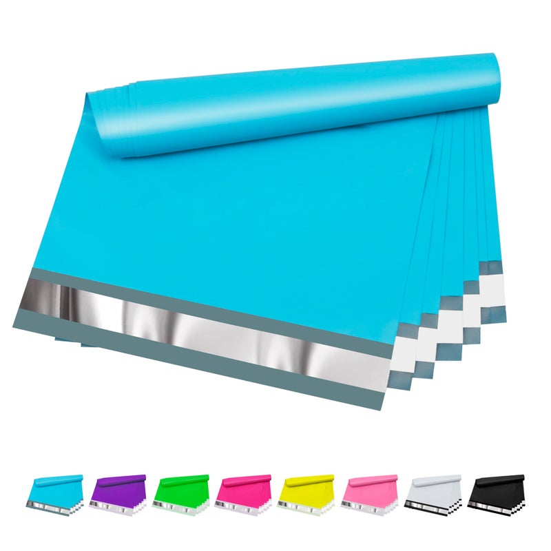 Vapulcio Poly Mailers 10x13 inch 100 Pcs, Blue Plastic Mailing Envelopes with 2.4mil Thickness, Waterproof and Tear-resistant Shipping Bags for Clothing, Tamper Proof Self-Seal Mailers Poly Bags - Image 1